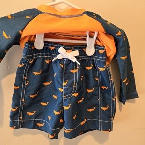 Hatley Rash Gaurd and Swim Trunks (6-9M)